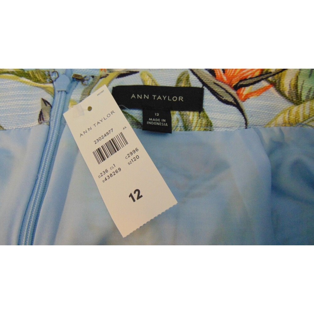 Nwt Ann Taylor Tropical Safari Pencil Skirt 12 Blue Lined Monkey Giraffe Jungle - Picture 8 of 11